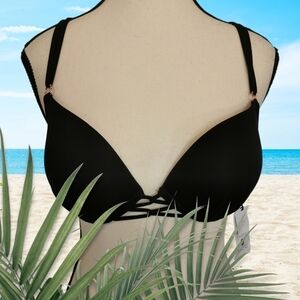 NWT Shade & Shore Push Up Bikini Top in Black - Sz 36B